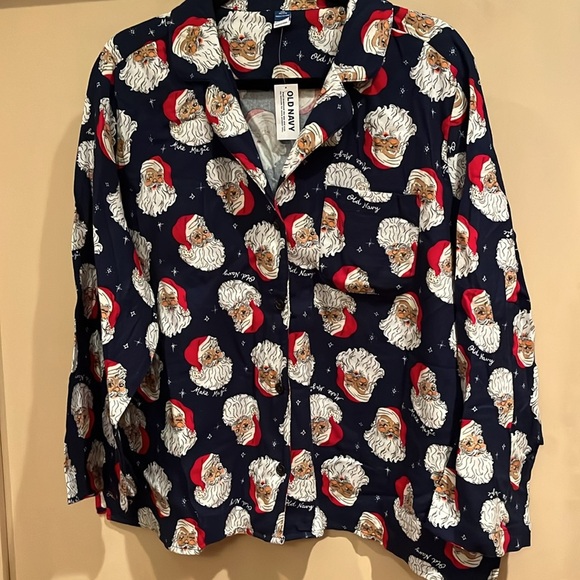 Old Navy ladies size XXL Petite navy blue flannel pajama set NWT’s. Santa theme - Picture 2 of 13